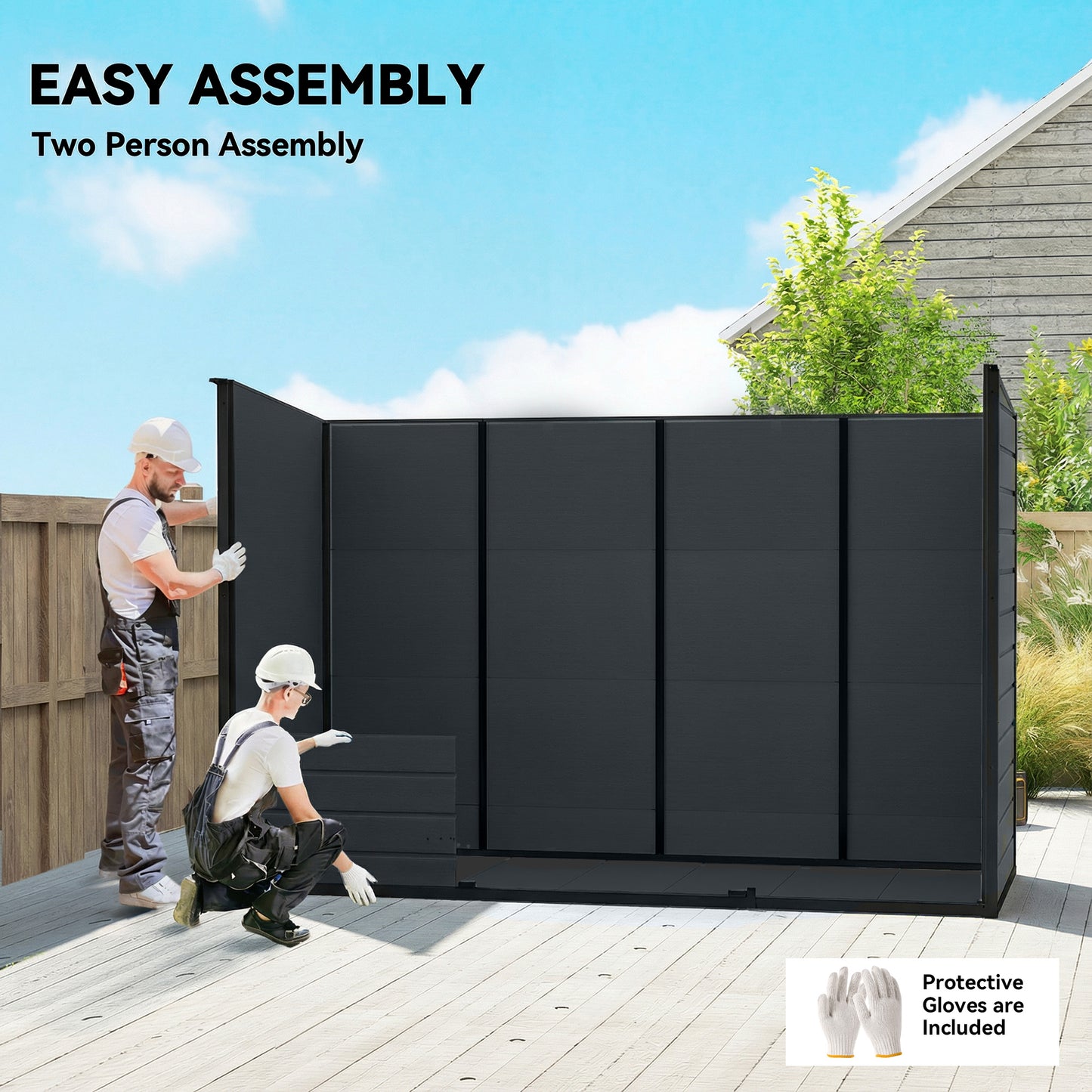 10 x 4 ft Plastic Garden Shed with Floor, Lockable Doors Dark Grey