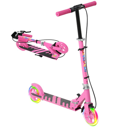 Scooter for Kids, Folding Kick Scooter w/ Adjustable Handle, Pink