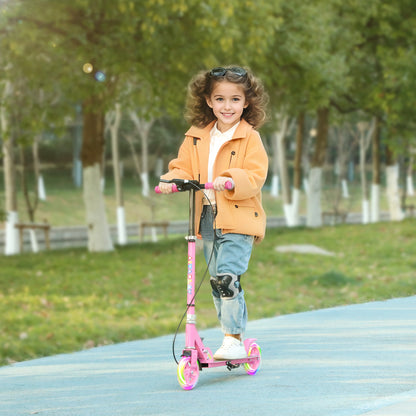Scooter for Kids, Folding Kick Scooter w/ Adjustable Handle, Pink