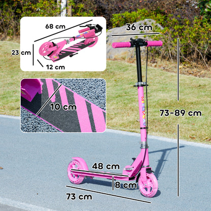 Scooter for Kids, Folding Kick Scooter w/ Adjustable Handle, Pink