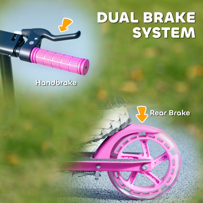 Scooter for Kids, Folding Kick Scooter w/ Adjustable Handle, Pink