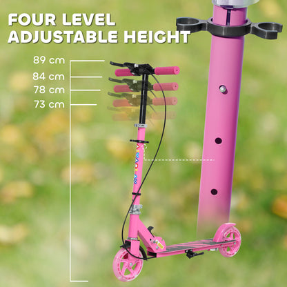 Scooter for Kids, Folding Kick Scooter w/ Adjustable Handle, Pink