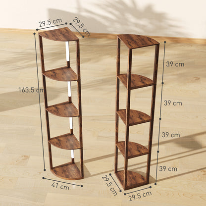 Corner Floor Lamp with Dimmable Warm White LED Light, Rustic Brown