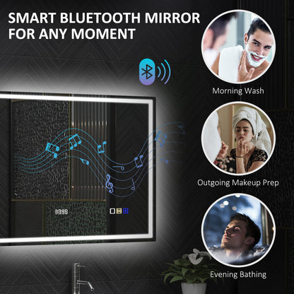 600 x 800 mm Bathroom Mirror with Bluetooth Clock Lights Demister Pad