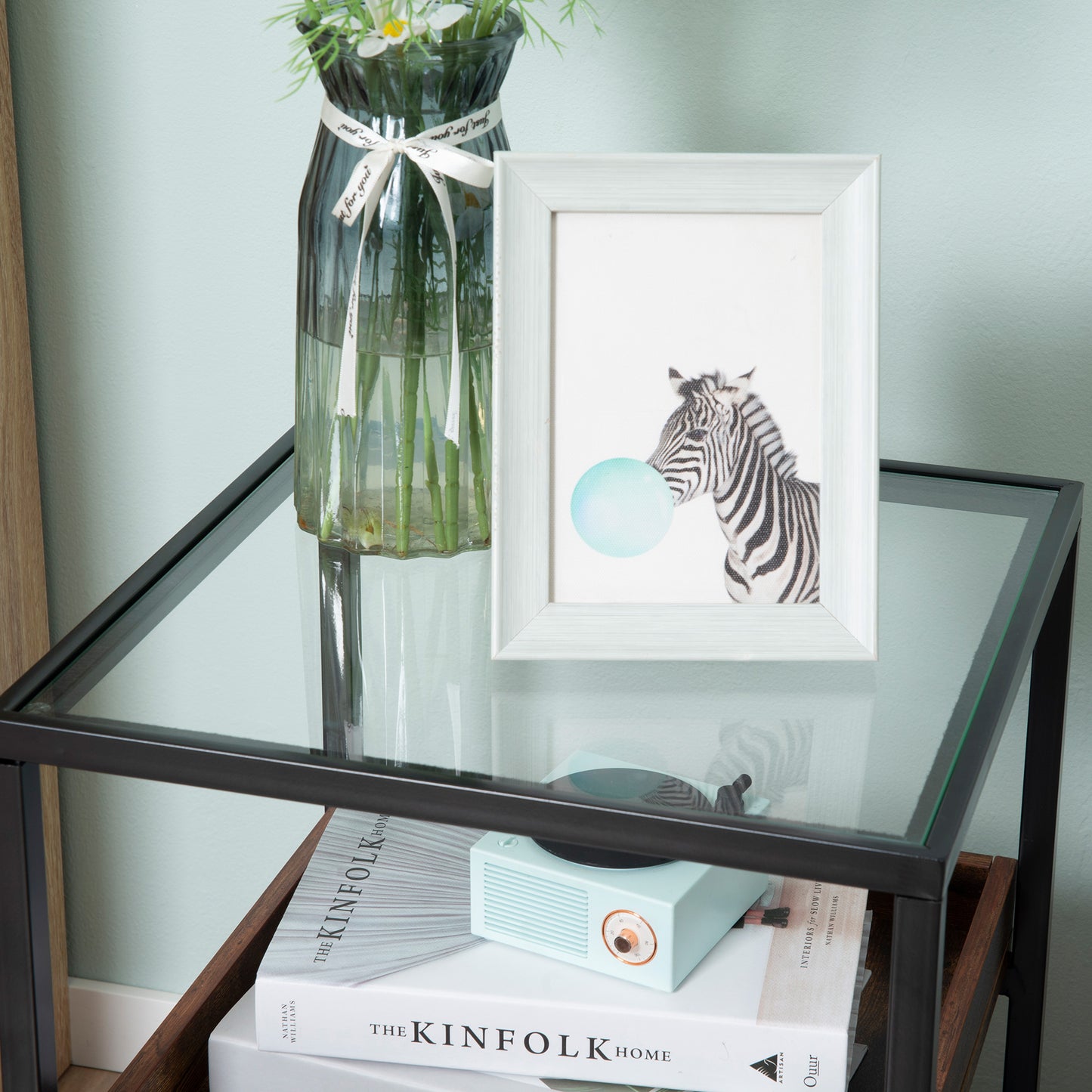 Industrial Side Table with 3-tier Storage Shelves Rustic Brown