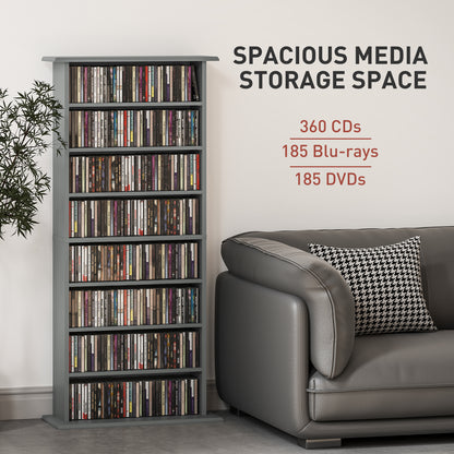 CD Storage Unit DVD Tower Blu-ray Storage Shelf for Living Room Grey
