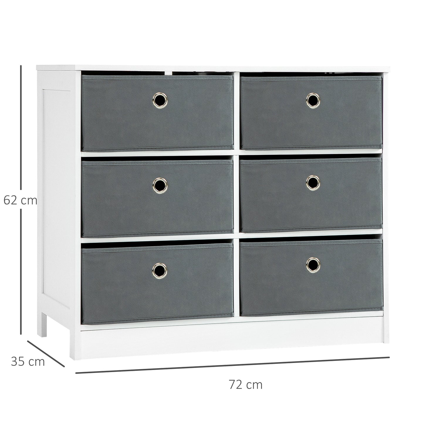 Chests of Drawer Fabric Dresser Storage Cabinet w/ 6 Drawers for Bedroom