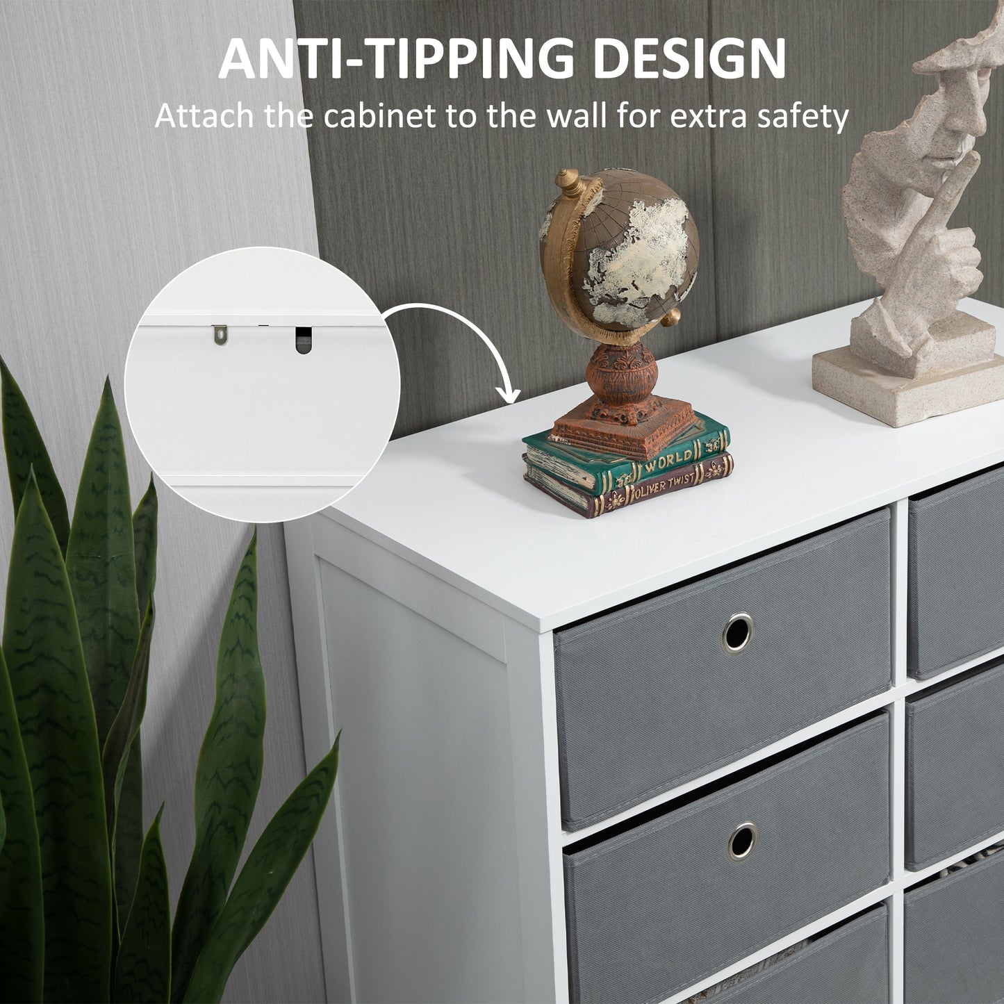 Chests of Drawer Fabric Dresser Storage Cabinet w/ 6 Drawers for Bedroom