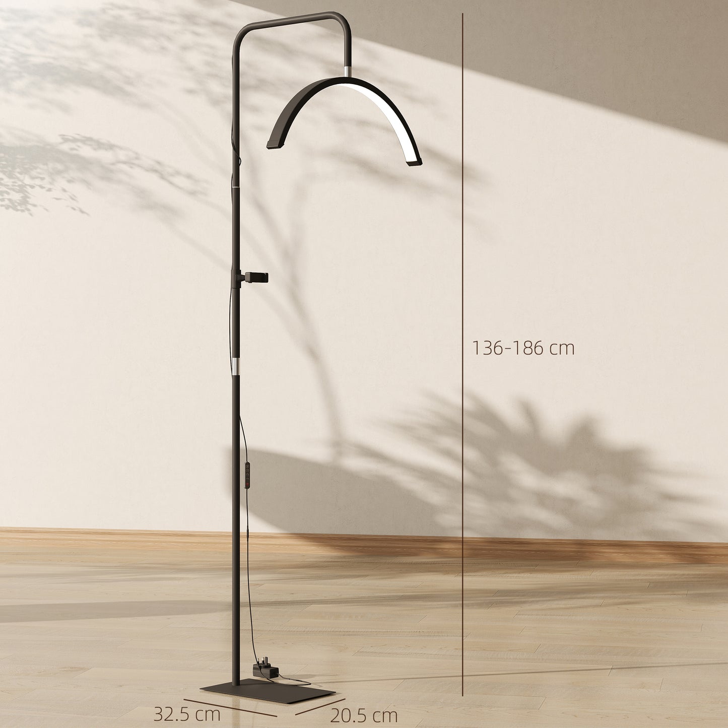 Half Moon Lash Light, Beauty Floor Lamp with Rotatable Head