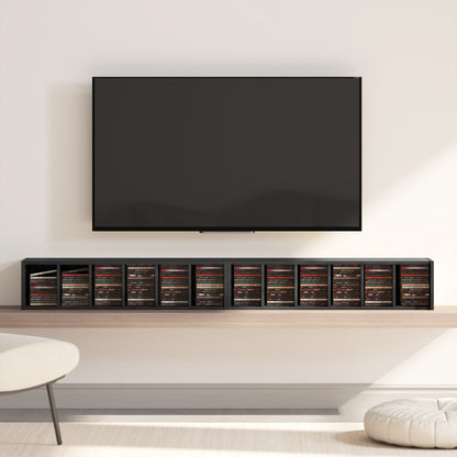Set of 2 CD Storage Units DVD Shelf with Adjustable Shelves, Black