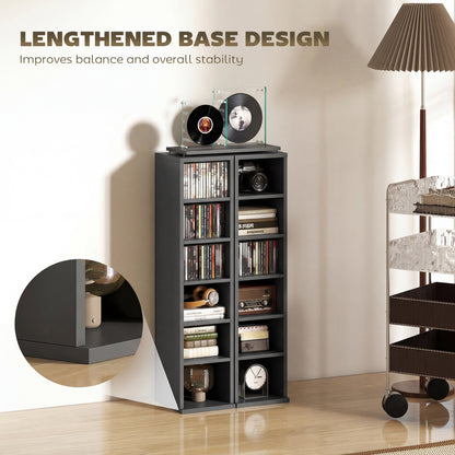 Set of 2 CD Storage Units DVD Shelf with Adjustable Shelves, Black