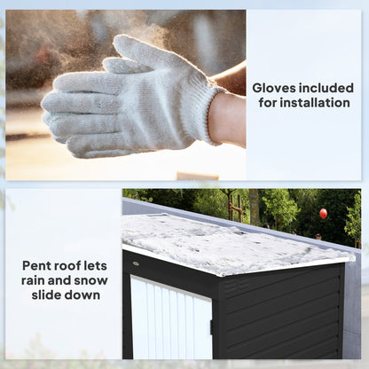 6 x 4ft Metal Garden Shed with Lockable Door and Gloves, Dark Grey