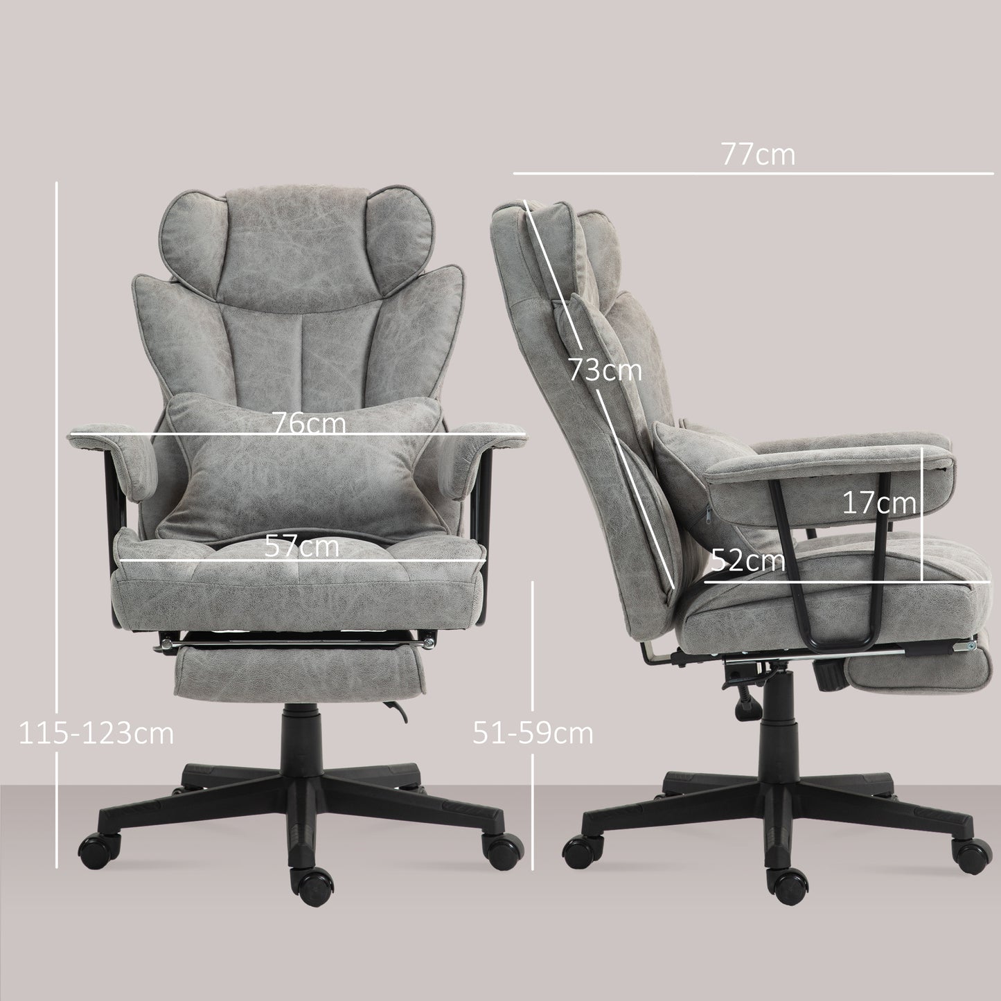 Massage Office Chair, Heated Reclining Desk Chair, Grey