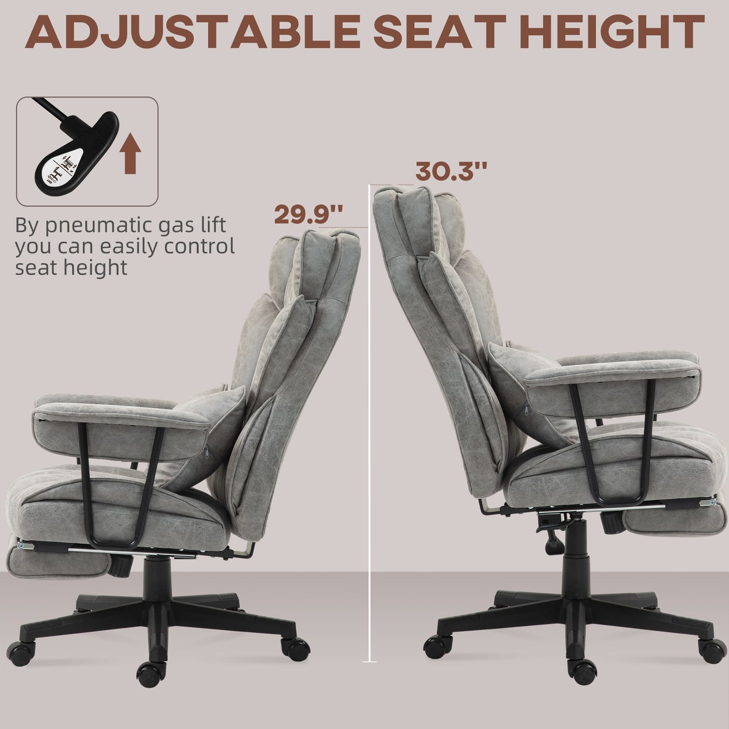 Massage Office Chair, Heated Reclining Desk Chair, Grey