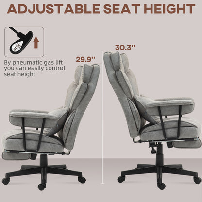 Massage Office Chair, Heated Reclining Desk Chair, Grey
