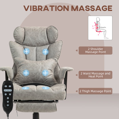 Massage Office Chair, Heated Reclining Desk Chair, Grey