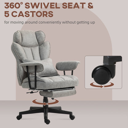 Massage Office Chair, Heated Reclining Desk Chair, Grey