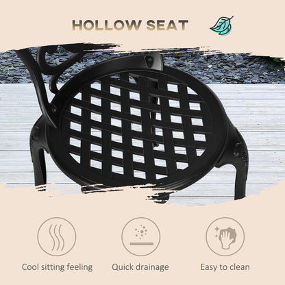 3 Piece Patio Bistro Set Outdoor Table Set with Umbrella Hole Black