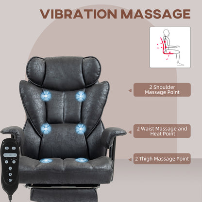 Massage Office Chair, Heated Reclining Desk Chair, Black