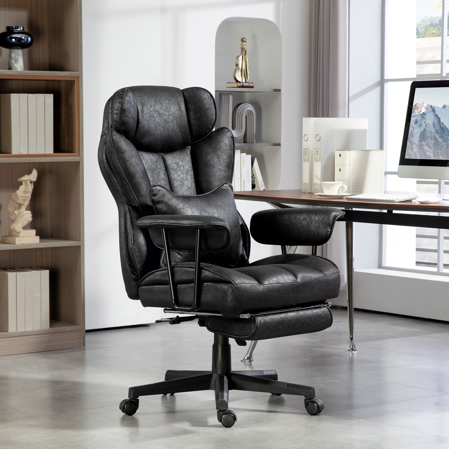 Massage Office Chair, Heated Reclining Desk Chair, Black
