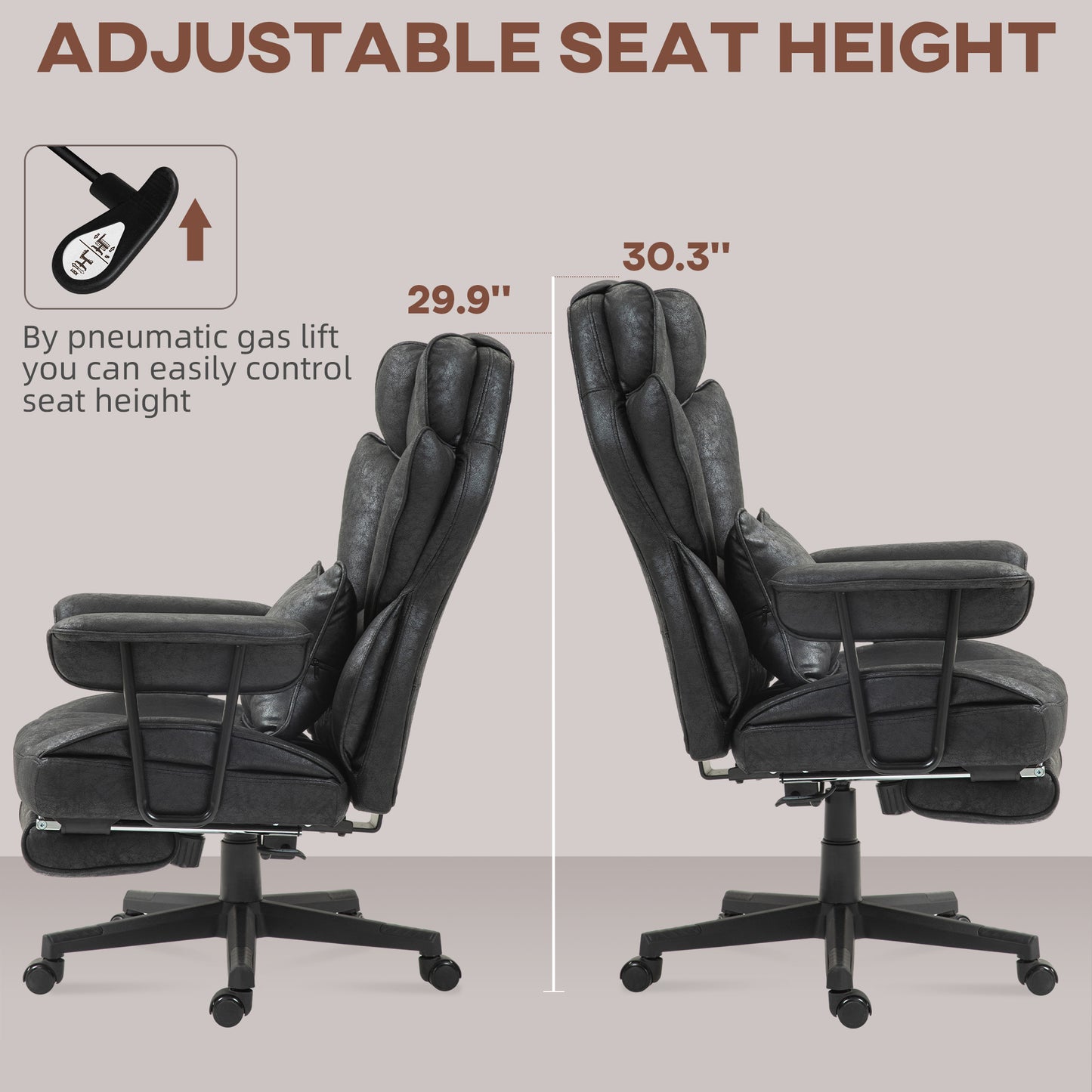 Massage Office Chair, Heated Reclining Desk Chair, Black