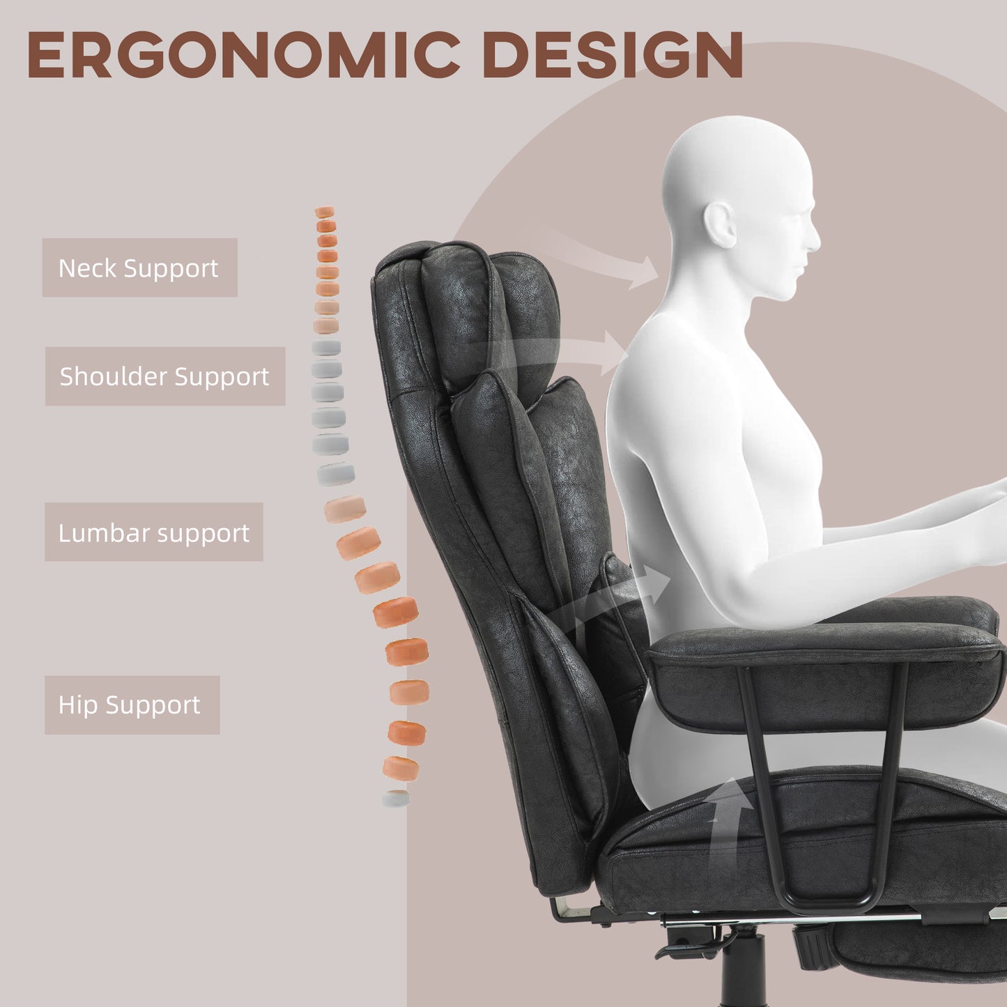 Massage Office Chair, Heated Reclining Desk Chair, Black