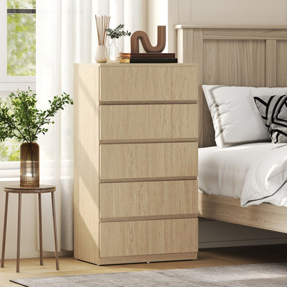 Bedroom Chest of Drawers, 5 Drawers Dresser, Drawer Unit, Natural