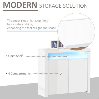 Modern High Gloss RGB LED Cabinet Cupboard Sideboard Console White