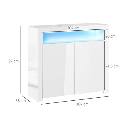 Modern High Gloss RGB LED Cabinet Cupboard Sideboard Console White