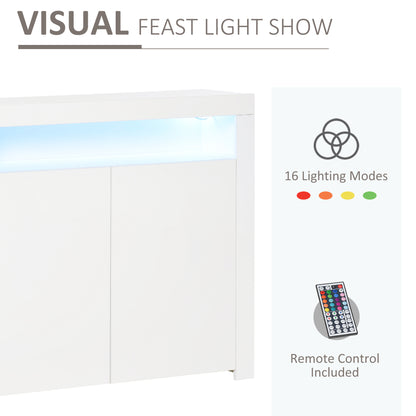 Modern High Gloss RGB LED Cabinet Cupboard Sideboard Console White