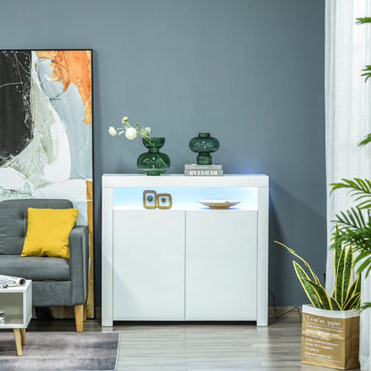Modern High Gloss RGB LED Cabinet Cupboard Sideboard Console White