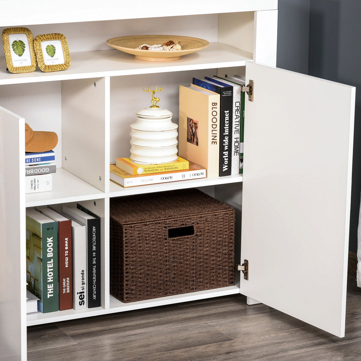 Modern High Gloss RGB LED Cabinet Cupboard Sideboard Console White
