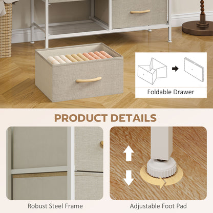 8 Drawer Fabric Chest of Drawers w/ Wooden Top for Hallway Maple