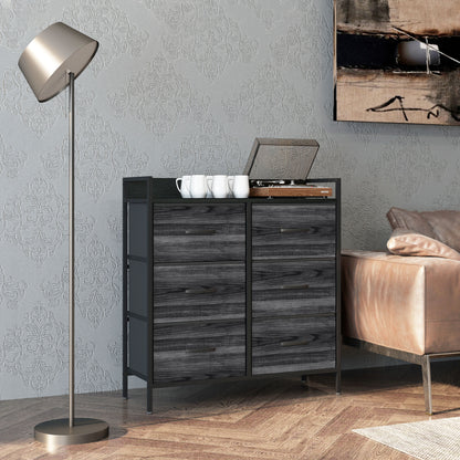 Bedroom Chest of Drawers 6 Drawer Dresser w/ Shelf, Black
