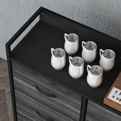 Bedroom Chest of Drawers 6 Drawer Dresser w/ Shelf, Black