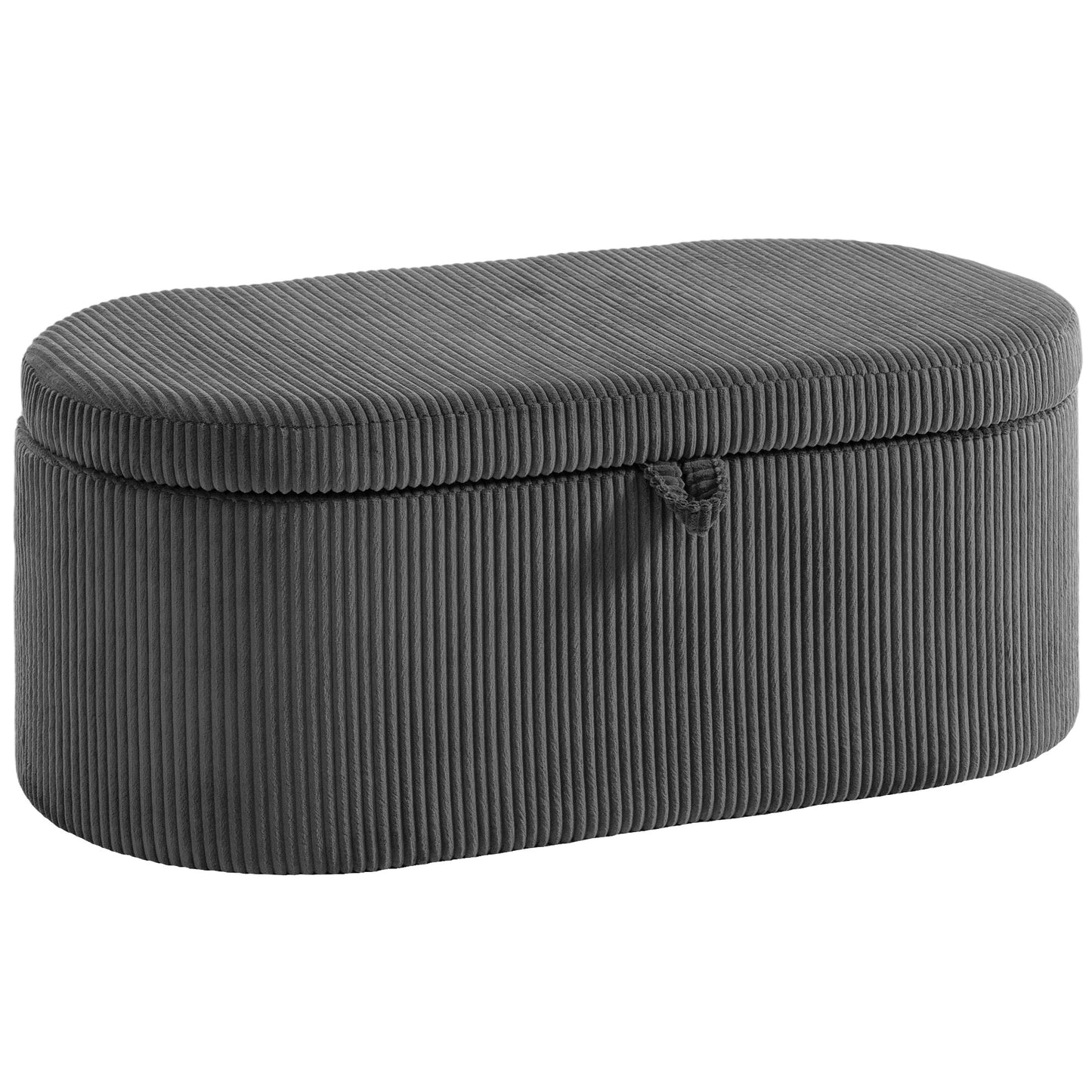 Storage Ottoman, Corduroy Ottoman Storage Box with Padded Seat