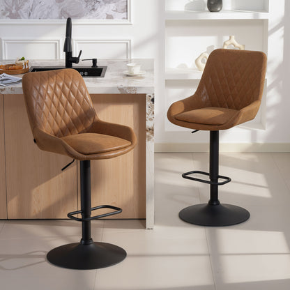 Bar Stools Set of 2, Adjustable Bar Chairs 360 Degree Swivel Orange