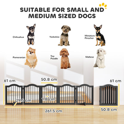 Freestanding Pet Gate Wooden Dog Gate with Support Feet Foldable Pet Fence Safety Barrier for the House Doorway Stairs Black