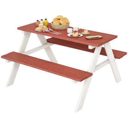Kids Picnic Table, Wooden Table and Bench Set for 3-8 Years, Brown
