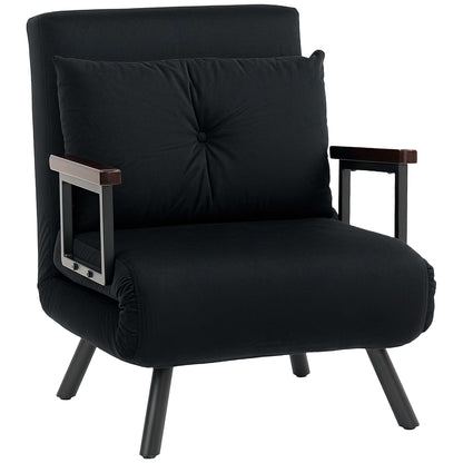 Click Clack Single Chair Bed Settee for Living Room, Black