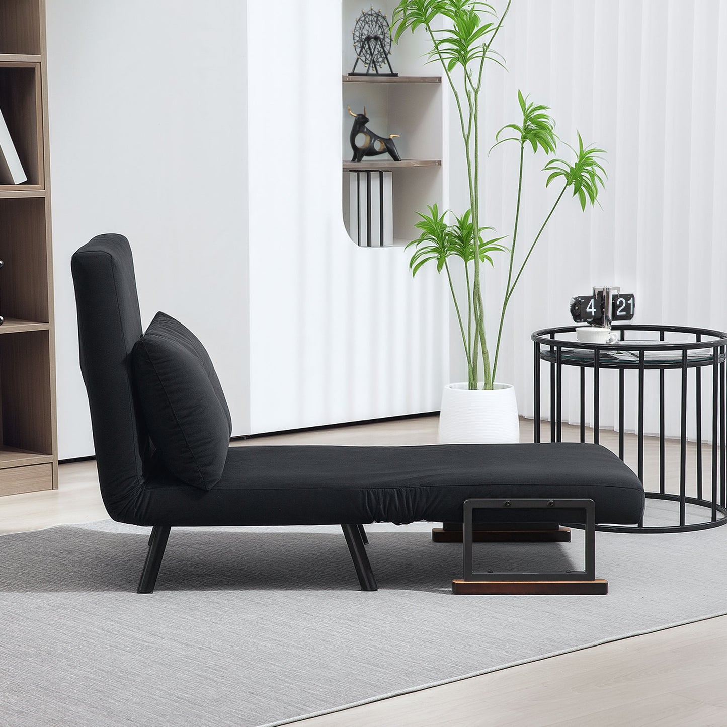 Click Clack Single Chair Bed Settee for Living Room, Black