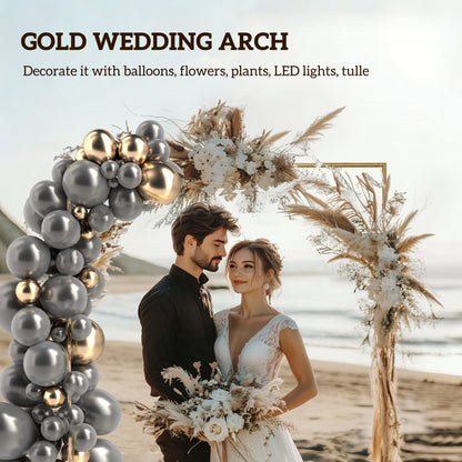 Wedding Arch Backdrop Stand, Gold Wedding Arch with U-shaped Stakes