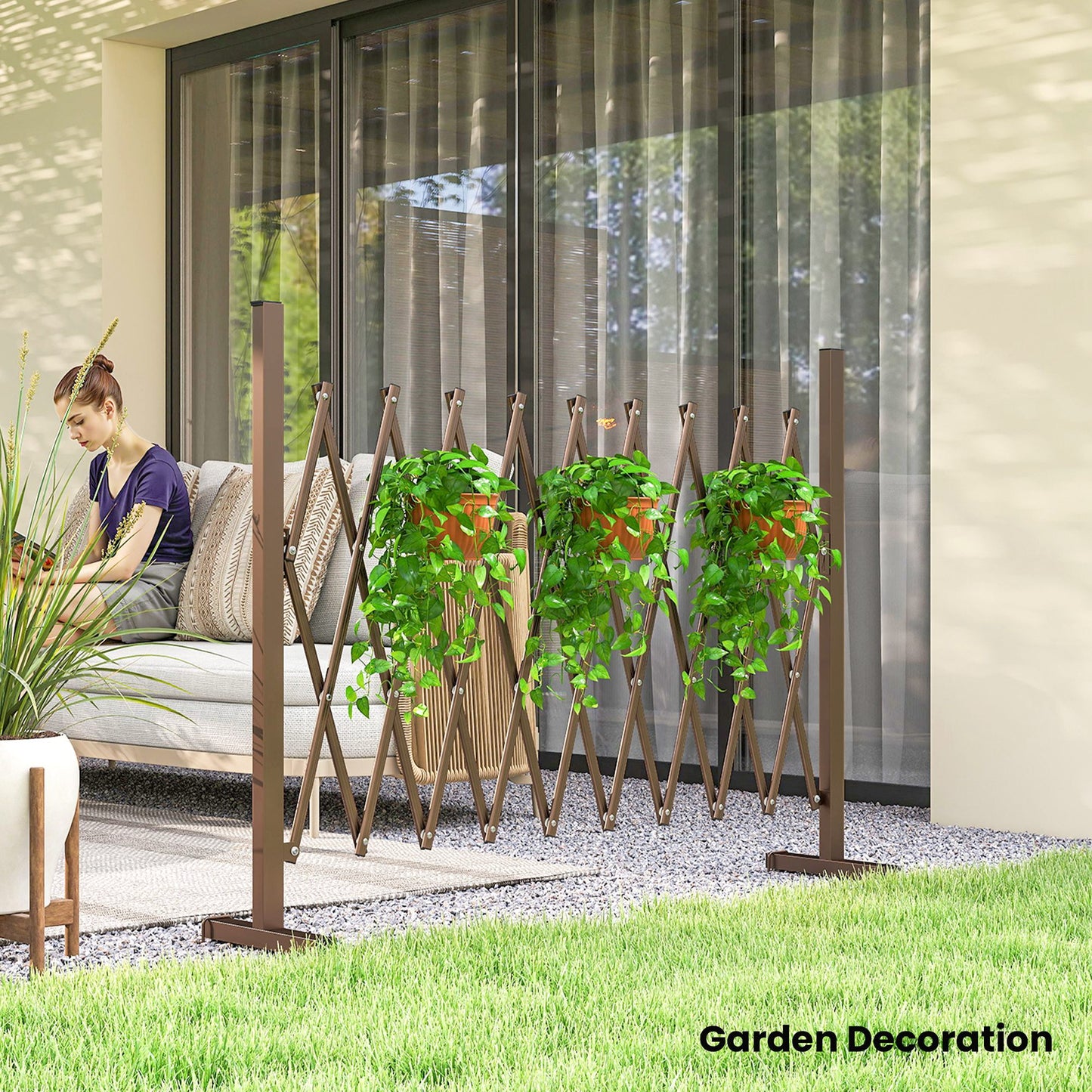 Aluminium Alloy Movable Fence, Pet Safety Fence, Dark Brown