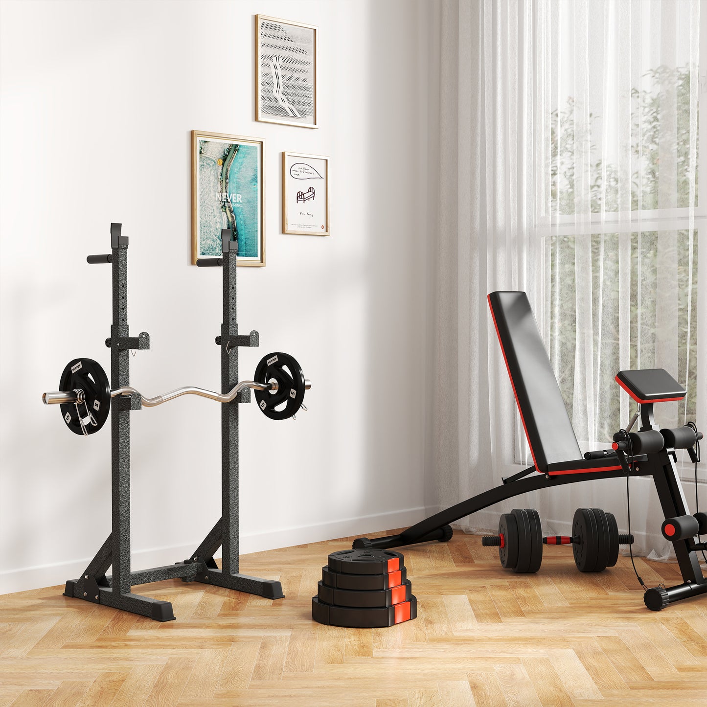 Olympic Weight Plates Set for Home Gym, 2 x 7.5kg, 2 x 5kg, Black