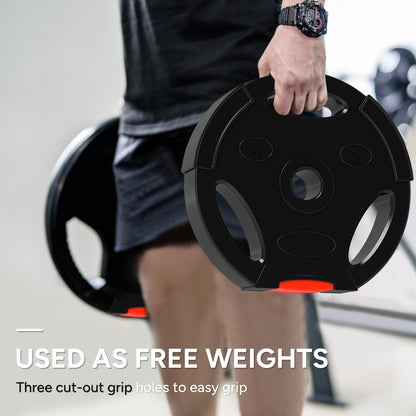 Olympic Weight Plates Set for Home Gym, 2 x 7.5kg, 2 x 5kg, Black