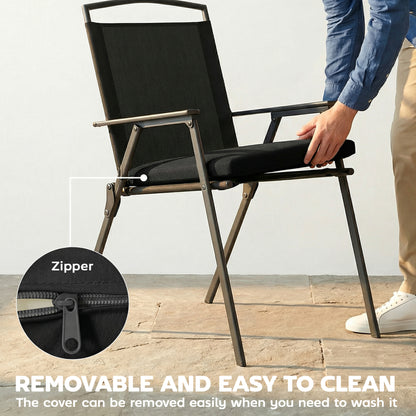 2Pcs Garden Chair Cushions, Waterproof Seat Pads, Black
