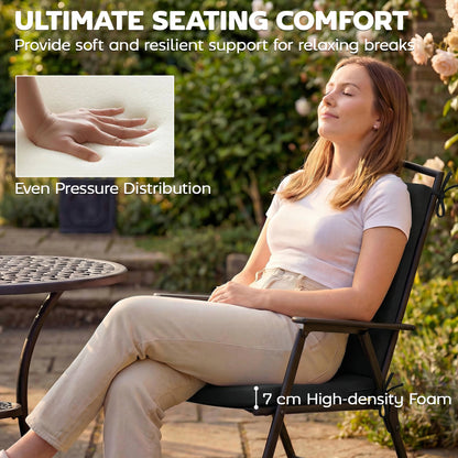 2Pcs Garden Chair Cushions, Waterproof Seat Pads, Black
