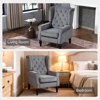 Accent Armchair Home Furniture Retro Tufted Club Fabric Light Grey