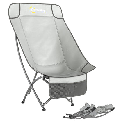 Camping Chair Portable with Side Pocket Light Grey