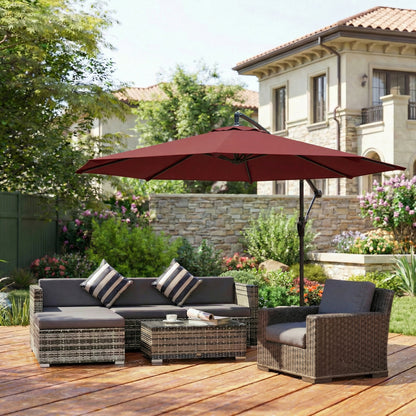 3(m) Garden Banana Parasol Cantilever Umbrella w/ Base, Wine Red